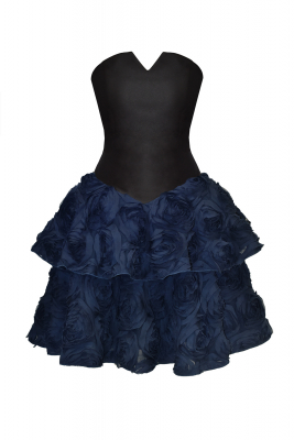 Платье "Маргарет" черное, синие розы