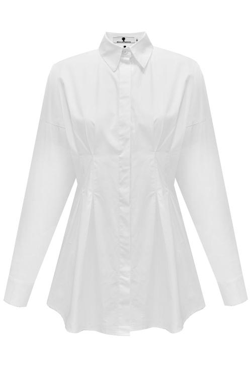 Туника - рубашка - блуза "Элисса" белая, приталенная