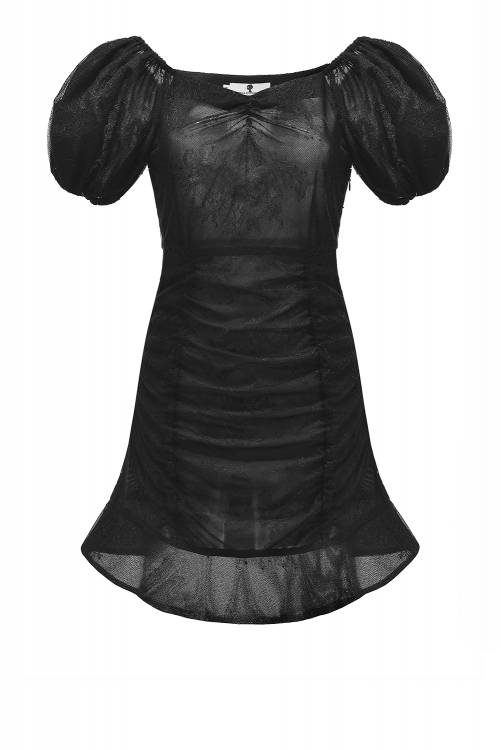 Платье "Лауретта" черное, мини, с кружевом