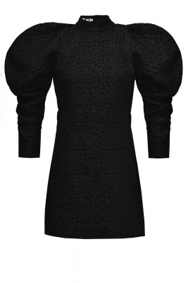 Платье "Перрис" черное, широкие рукава, открытая спина, жаккард