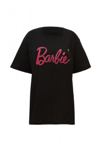 Футболка &quot;Barbie (Барби)&quot; черная, розовый принт, с лого