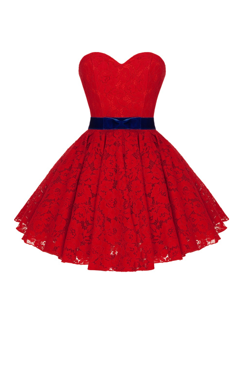 Платье "Каприс" красное кружево, мини