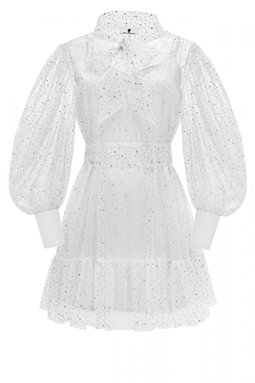 Платье "Вилена" белое, со стразами