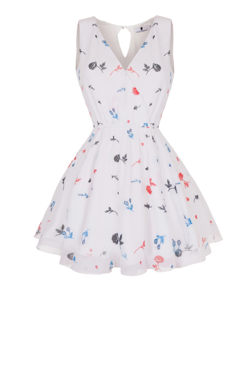 Платье "Гвиннет" молочное, разноцветный принт, мини