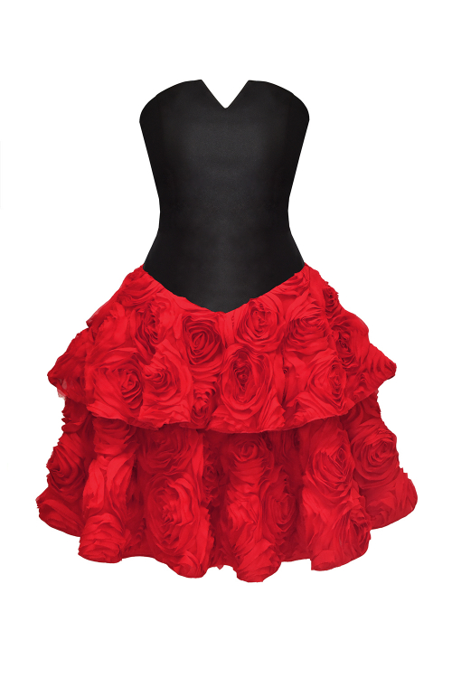 Платье "Маргарет" черное, красные розы