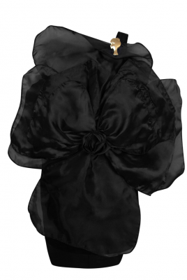 Платье-цветок "Камелия", мини, чёрное, органза, ручная работа