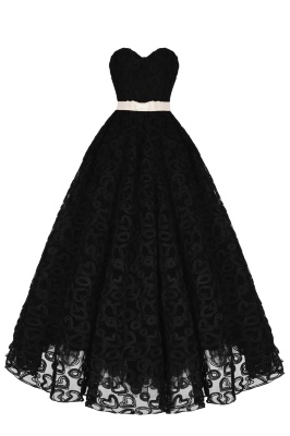 Платье "Лоренза" черное кружево, сердечки, макси