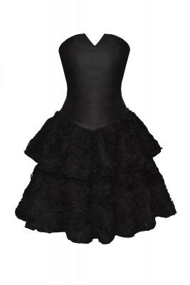 Платье "Маргарет" черное, черные розы