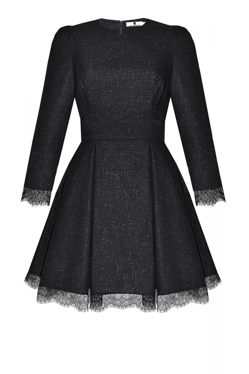Платье "Мэлоу" черное, люрекс с кружевом