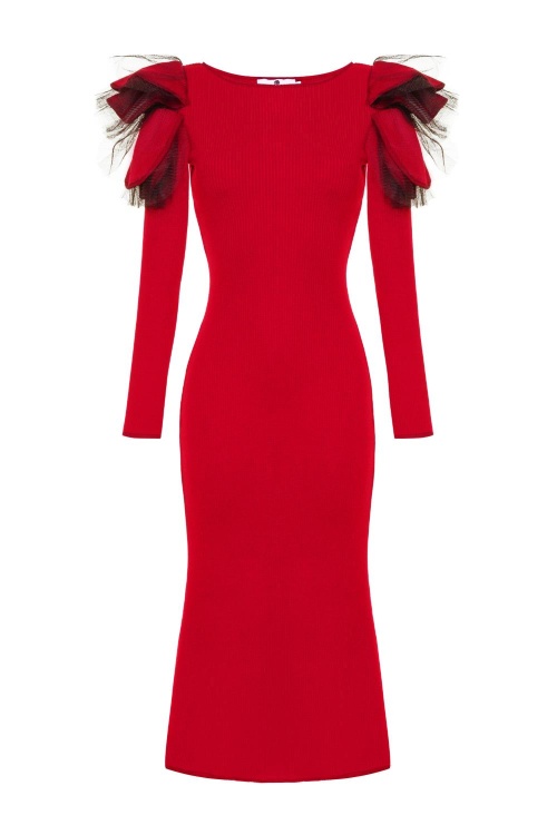 Платье "Агата" красное, трикотажное 