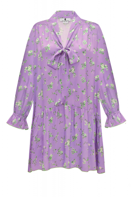 Платье "Салли" фиолетовое, цветочный принт