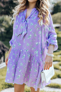 Платье &quot;Салли&quot; фиолетовое, цветочный принт