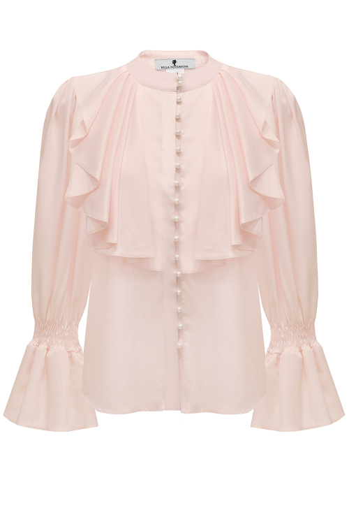 Блуза "Рузанна" пудровая (нежно-розовая), атлас
