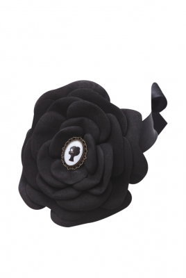 Брошь - чокер "Камелия" черная, с лого