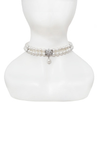 Чокер (колье) двойной из жемчуга "Майорка", подвеска с жемчугом (серебро)