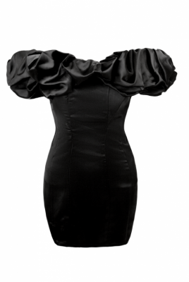 Платье "Карисса" черное, фонарик по декольте