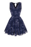 Платье "Гвиннет" синее, молочный принт, мини