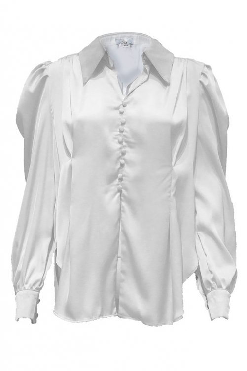 Блуза - рубашка "Аннаэль" белая, атлас