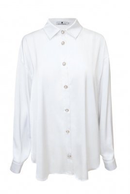Блуза - рубашка "Дэрил" белая, атлас (шелк)