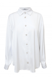 Блуза - рубашка &quot;Дэрил&quot; белая, атлас (шелк)