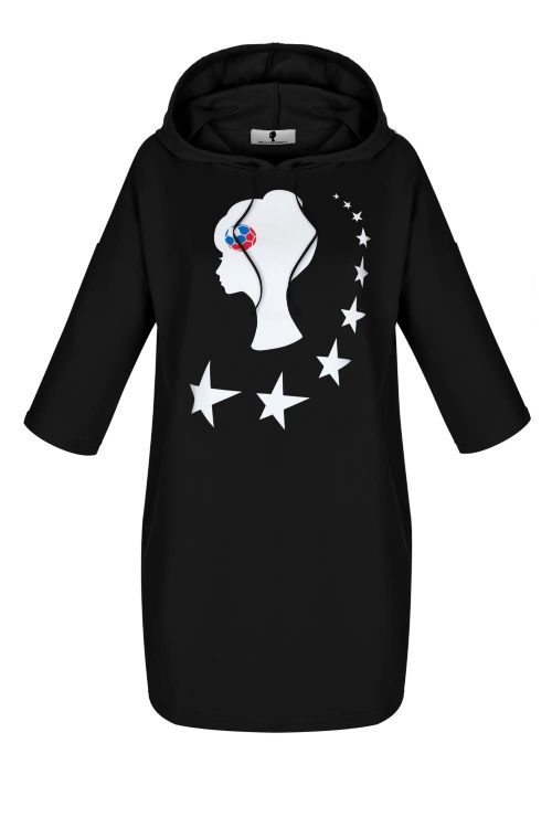 Платье "ЛОГО" со звездами, черное