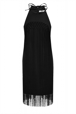 Платье "Марайя" черное, с бахрамой