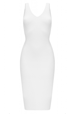 Платье "Эрин" белое, трикотаж, обтягивающее, миди