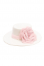 Шляпа "Поль" белая, с лентой декорированной жемчугом, поля 9 см