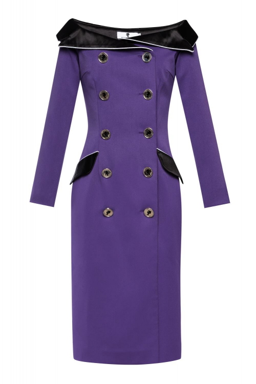 Платье " Холли" фиолетовое, серебристые пуговицы
