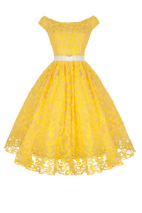 Платье &quot;Мэйкон&quot; сердечки, желтое кружево, миди