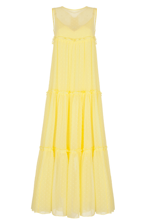Платье "Марика" лимонное с текстурой, макси