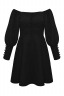 Платье "Андрия" черное, декорированное пуговицами, мини