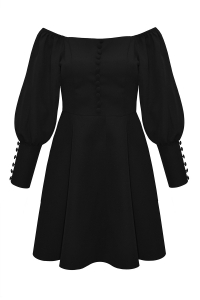 Платье &quot;Андрия&quot; черное, декорированное пуговицами, мини