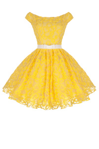 Платье &quot;Мэйкон&quot; сердечки, желтое кружево, мини