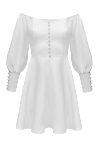 Платье &quot;Андрия&quot; белое, декорированное пуговицами, мини