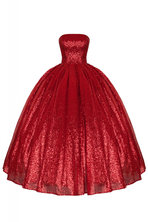 Платье "Амелия" красное, пайетки, макси