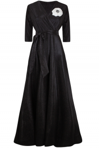 Платье "Жозе - Мадлен", макси, чёрное, люрекс, на запах