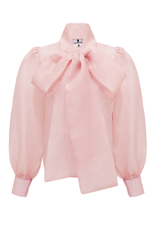 Блуза "Иоланда" пудровая (нежно-розовая), органза