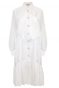 Платье "Аливия" Органза ,Перламутр с Бантом (Молочный)