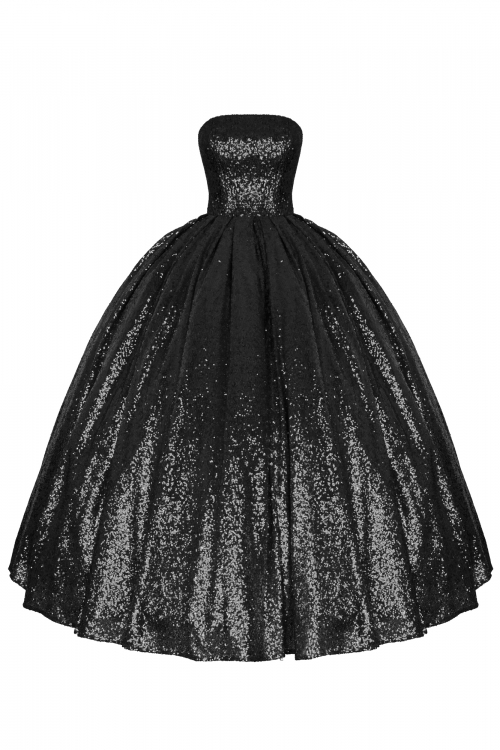 Платье "Амелия" черное, пайетки, макси
