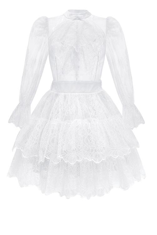 Платье "Анжелика" белое, мини, кружево