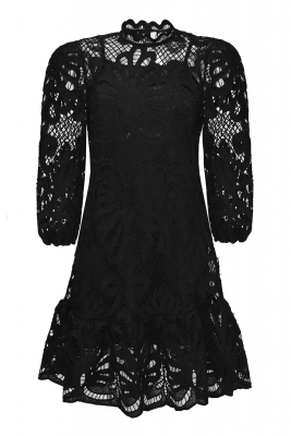Платье "Флорена" черное, кружево, с комбинацией