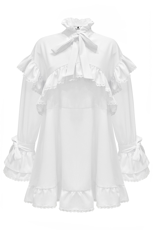 Платье "Вилора" белое, с белым кружевом из хлопка