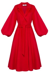 Пальто &quot;Жаклин&quot; красное, рукав со складками