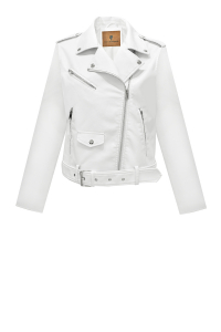 Куртка - косуха &quot;Аланна&quot; белая (молочная), эко-кожа, 3 молнии