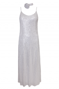 Платье -комбинация &quot;Эйвон&quot; белая, серебристые пайетки, макси