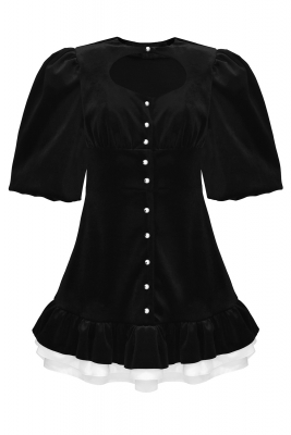 Платье "Эрнеста" черное, бархат, юбка из белого хлопка