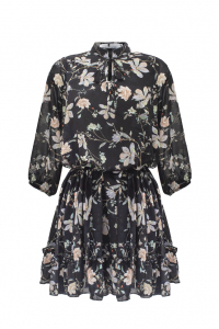 Платье &quot;Делис&quot; черное, цветочный принт, шифон