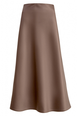 Юбка "атлас" шоколад, эко-шелк плотный (шелк) (длина 100 см)