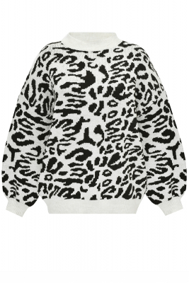 Джемпер (кофта, свитер) белый, принт "леопард"
